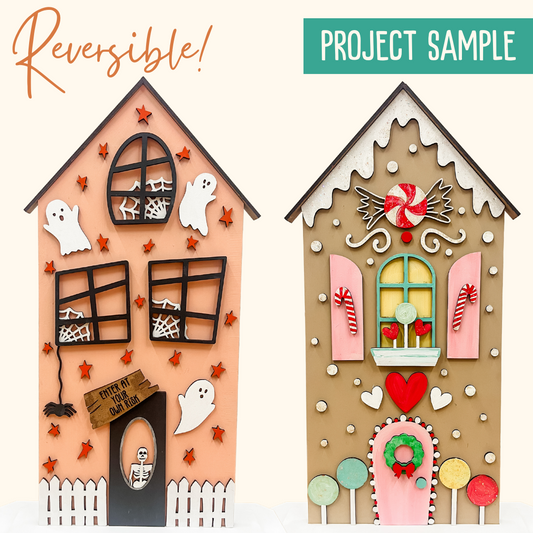 Reversible Haunted House + Gingerbread House